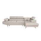 Canapé d'angle convertible RIO - LOUNGITUDE - Angle Droit - Tissu Beige - Coffre de rangement