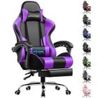 GTPLAYER Chaise Gaming Repose Pieds Coussin Lombaire de Massage Fauteuil de Bureau Ergonomique avec Accoudoir Synchronisé (Violet)