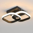 DORLINK Plafonnier LED moderne 22W 3000K 2 carré Lustre de Plafond Noir pour salon chambre couloir cuisine salle à manger - 25*17cm