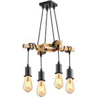 DELIPOP Suspension en bois - E27 Lustre Industrielle rétro pour salle à manger salon bar - Dia 42cm - 4 Lampe(sans ampoule)