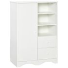 HOMCOM Armoire - meuble multi-rangements - placard porte 5 étagères, 3 niches, 2 tiroirs - panneaux de particules blanc
