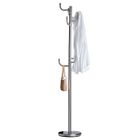 IDIMEX Porte-manteaux MILA portant pour vêtements sur pied socle rond et 8 crochets dont 3 à mi-hauteur, meuble d'entrée en métal chromé