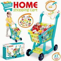 Chariot Enfant Caddie Supermarché - Jeu d'imitation Fruits et Légumes - Jouet Educatif pour 4 Ans et Plus