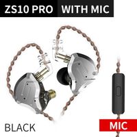 Casque audio KZ ZS10 PRO 4BA 1DD casque métal HIFI hybride écouteurs intra auriculaires Sport casque antibruit - black with mic