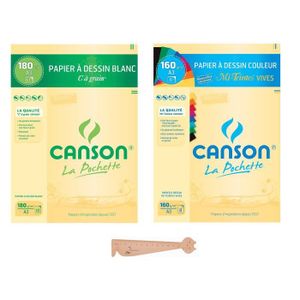 CANSON Pochette papier à dessin blanc 10 feuilles A3 à grain 180g/m2 pas  cher 