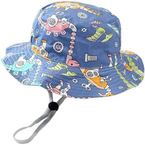 CHAPEAU - BOB chapeau de soleil,chapeau de soleil pour enfants,bébé Chapeau de Plage à Imprimé Mignon,avec Jugulaire Réglable,pour Enfant(L)bleu