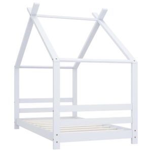 STRUCTURE DE LIT Cadre de lit d'enfant en bois blanc - CUQUE - 80x160 cm - Pin massif - Style enfant