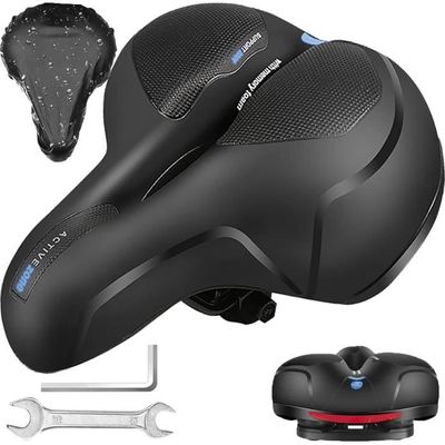 Selle Vélo Lachesis – Gel Mousse, Double Ressort, Creux Ventilé, Bande Réfléchissante, Universelle