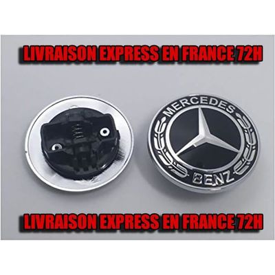 Logo De Capot Pour Mercedes-Benz - BLEU Argent 57mm, Modèle CLASSE C, E, CLK, S - NEUF En Emballage