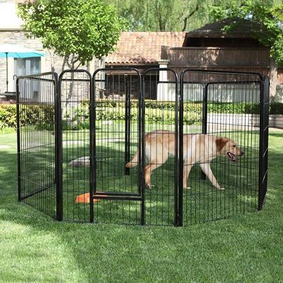 Giantex Clôture pour chien de 101,6 cm avec porte, 16 panneaux de parc pour  chiens de grande taille, enclos portable pour animaux de compagnie