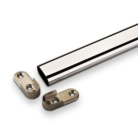 SOTECH 2 pièces Barre de penderie 1160 mm RONDE 25 mm inox avec 4 pièces palier de barre de
