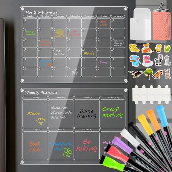 Planning Mensuel Magnétique DESQ 40x50 Cm - 35 Jours, Effaçable, Avec Marqueur