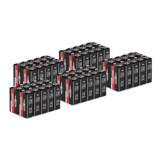 Piles Alcalines 9V ANSMANN (Lot De 2) - Spéciales Pour Détecteurs De Fumée Et Monoxyde - Performances De -10°C à +50°C