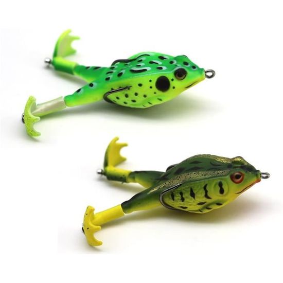 Leurres Grenouille Double Hélice 9cm - Appât Souple Avec Yeux 3D Pour Pêche Bass Et Brochet