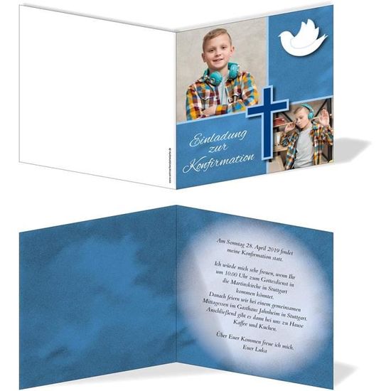 Motif Confirmation Carte d'invitation pour confirmation - Motif carré - Bleu[1067 ...