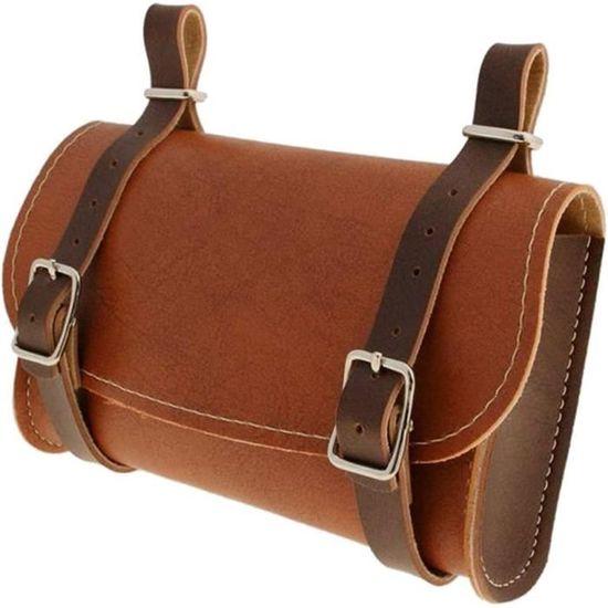 Sacoche de selle vélo Cuir Véritable Marron Brun Coganc