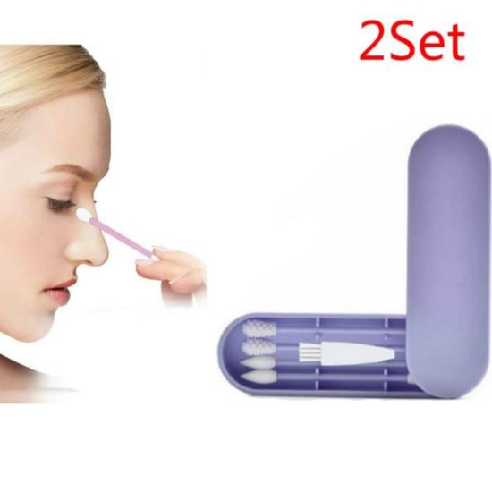 4 Cotons-tiges Réutilisables En Silicone - Double Extrémité, Avec Miroir Et étui, Lavables