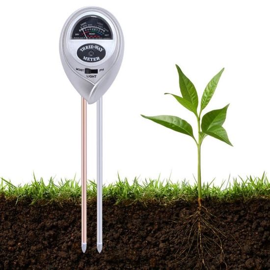Yuio Testeur De PH Du Sol 3 En 1 - Testeur Humidité Lumière Et PH Pour Jardin Et Plantes
