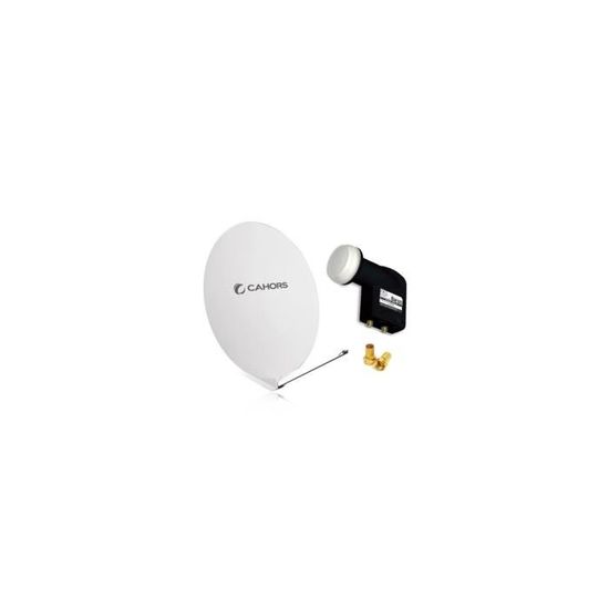 Pack HDSAT Parabole satellite fibre composite Blanche 85cm + LNB Single + SIRIUS 3 Récepteur TV