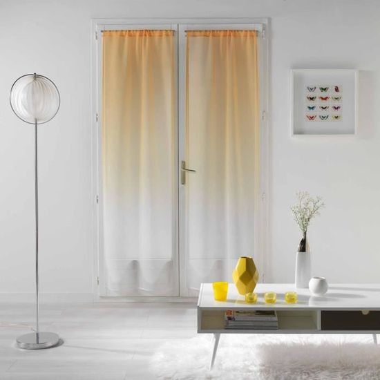 Paire De Voilages Passe-Tringle Chenilla Gris - 2x70x200 Cm - Voile Sablé à Fils Chenille - Décoration Intérieure Douce