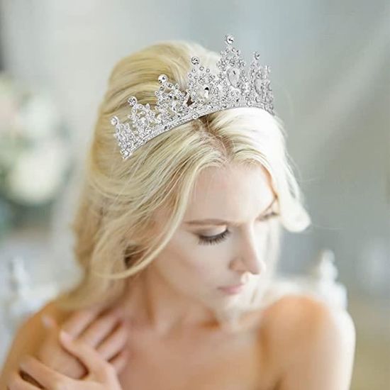 Diadème De Mariage Couronne Cristal Strass Argent - 2.8cm X 14cm - Élégance Pour Occasions Spéciales
