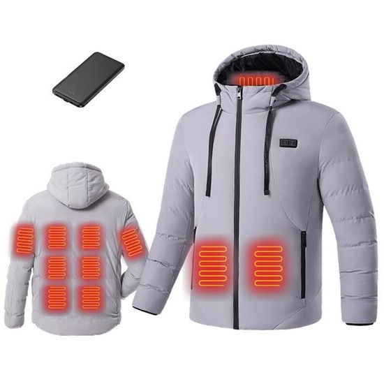 Veste Chauffante Homme électrique Avec Batterie 20000mAh - 6 Zones Chauffantes, 3 Niveaux De Température (45-65°C), Imperméable - 8
