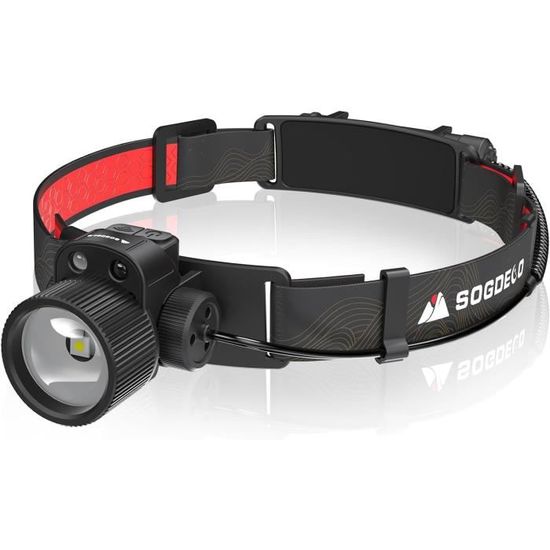 Lampe Frontale LED Rechargeable, Lampe Frontale Avec 4 Modes D'éclairage, Lumière Rouge Et Bleue Etanche Reglable Rotation A 60 La Peche La Reparation Automatique Classe Energetique A 87268005
