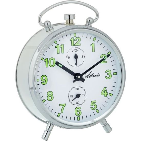 Atlanta Réveil De Voyage Pliable Quartz Analogique - Boîtier Métal Blanc 1116-0