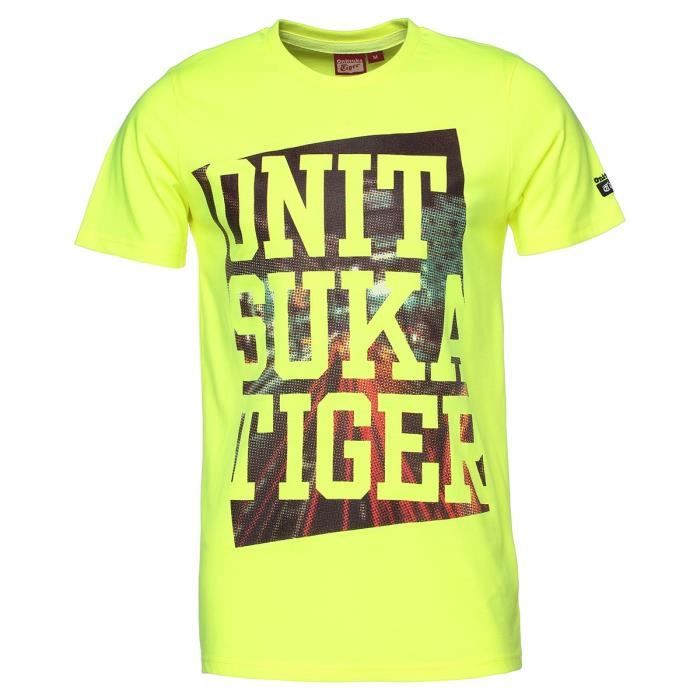 asics t shirt homme jaune