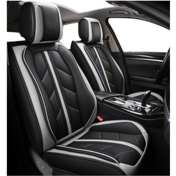 1+1 Housses De Sièges Simili Cuir Noir Gris Sportive Pour Nissan Renault Citroën