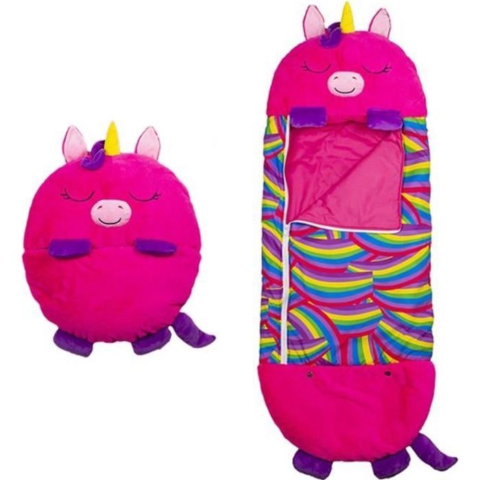 Mignon Sac de Couchage Enfant Duvet Enfant avec Oreiller 137*50cm pour Happy Nappers Rose Rouge
