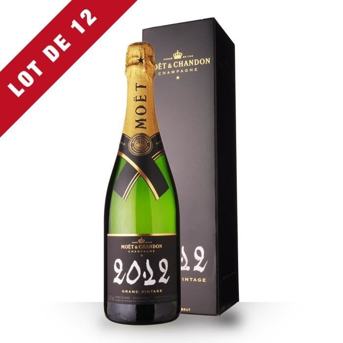 Lot de 12 - Moët et Chandon Grand Vintage 2012 Extra Brut - Etui - 12x75cl - Champagne