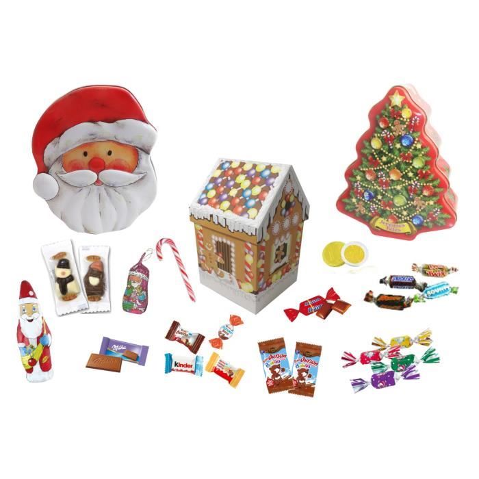 Lot de 3 boites métal garnies de chocolats KINDER & co