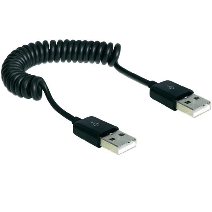 Câble spiralé USB CONRAD 2.0-A 20 - 60 cm Noir