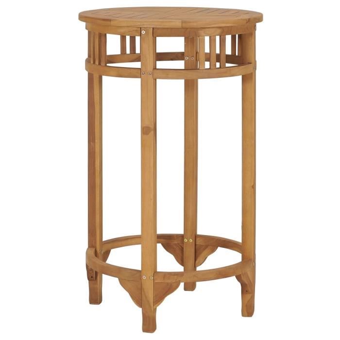 Table de bar Table de salle à manger scandinave de 4 à 6 personnes Ø 60 cm Bois de teck solide