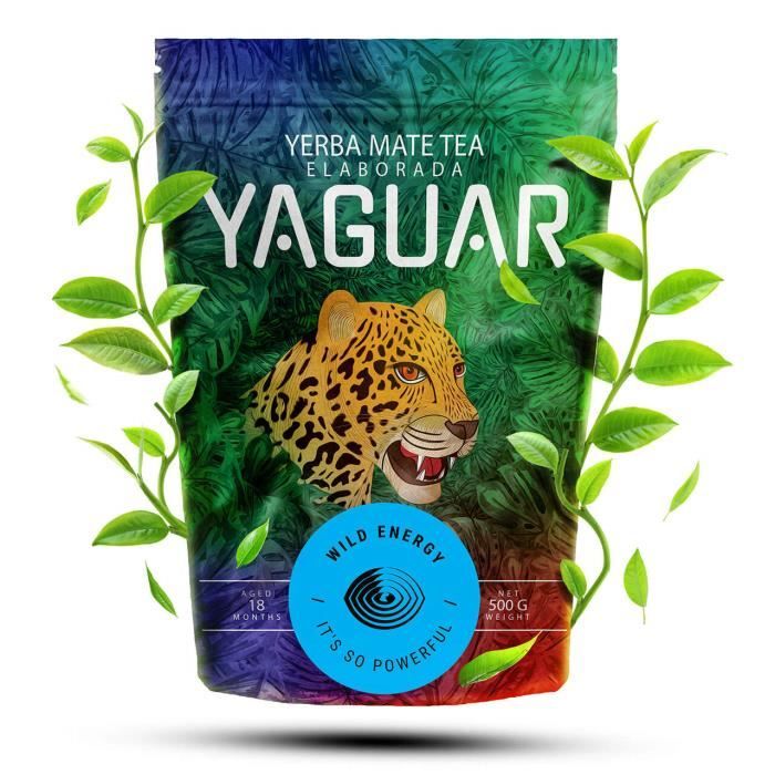 Yaguar - Yerba Maté Wild Energy 500g - Forte teneur en caféine - Maté d’Argentine - Forte Stimulation - Maté Très Énergisant - sans