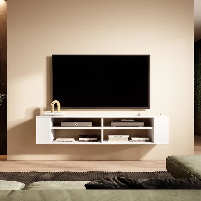 Meuble TV - WERI - 140 cm - blanc - style moderne