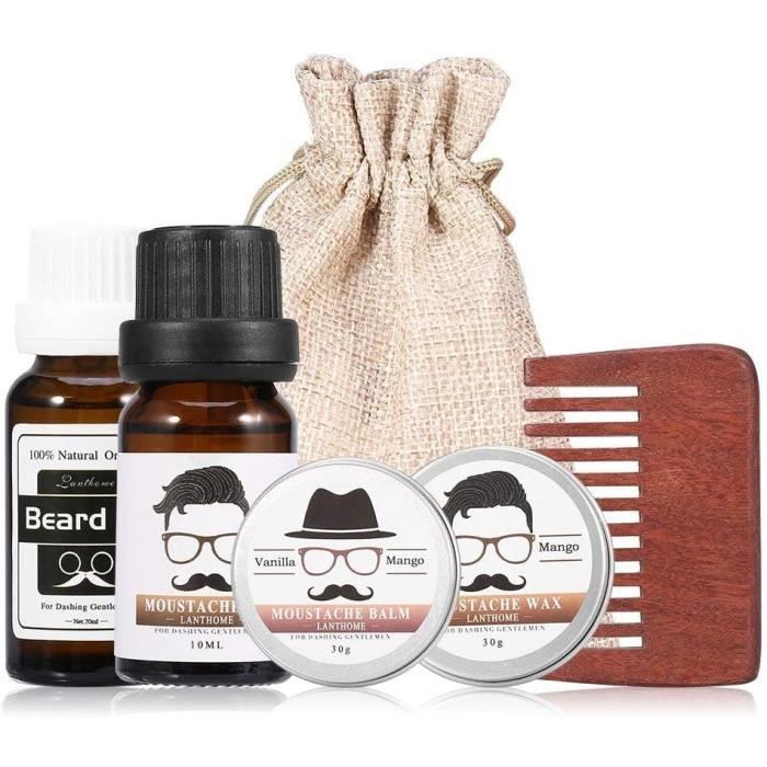 Soins pré-épilation et pré-rasage Kit de soins pour barbe hommes kit de toilettage moustache huile baume hydratant cire 513511