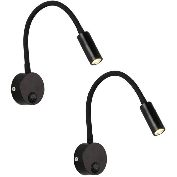 APPLIQUE DINTERIEUR OSALADI osaladi 2 pcs 3w flexible led applique murale col de cygne liseuse de lit veilleuse cylindre lumi929