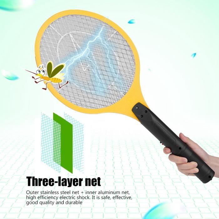 Tapette de moustique électrique rechargeable sans fil Bug Zapper Raquette Insectes Killer Jaune-KOA