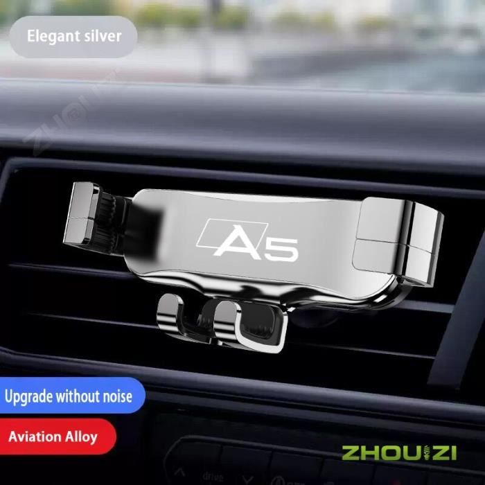 Accessoires Voiture,Support de téléphone portable de voiture, Clip de sortie d'air, support GPS pour Audi A5 - Type Silver