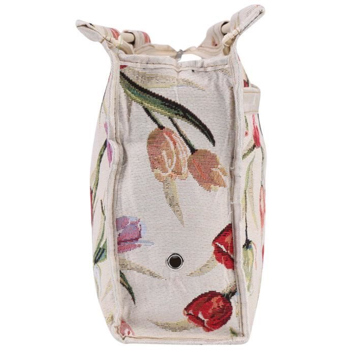 HURRISE Sac de tricot Sac de rangement en tissu avec poignée en bois exquis pour outils de couture d'aiguilles à tricoter