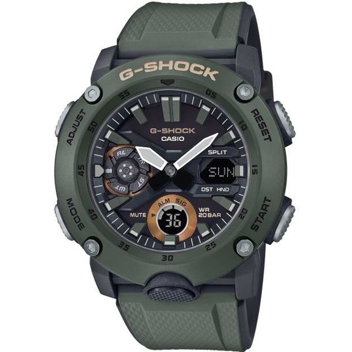 CASIO G-Shock Montre GA-2000-3AER résistance aux chocs, chrono, compte à rebours, calendrier auto