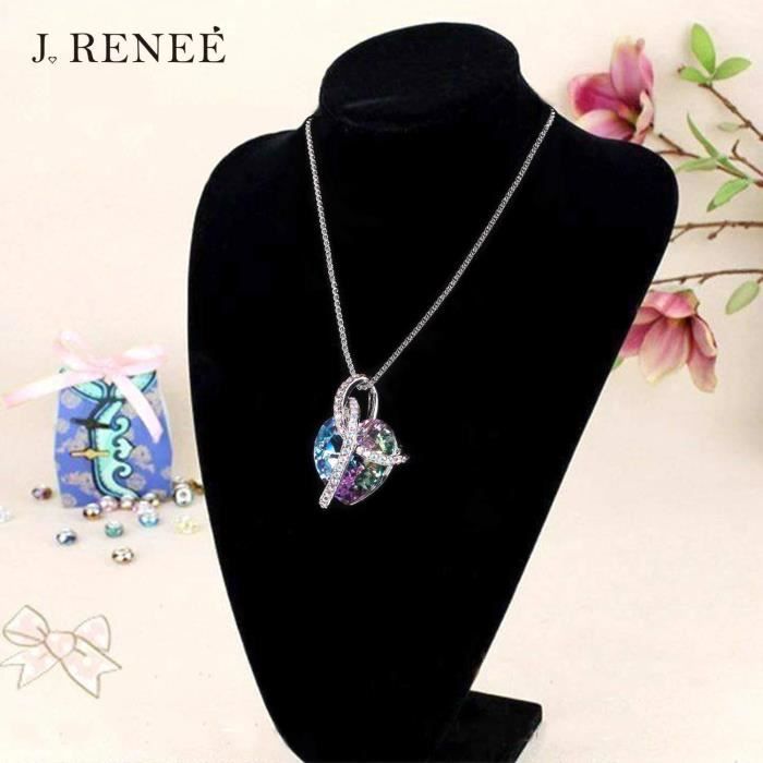 J. RENEÉ Coeur d'amour Collier Femme, Cristal Swarovski Elements, Bijoux Femme,