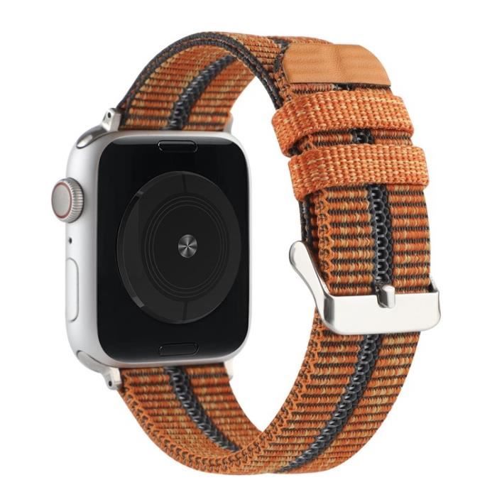 Stripes Bracelet De Montre Remplacement Pour Apple Watch Series 7 45mm-6-5-4-SE 44mm-3-2-1 42mm - Orange