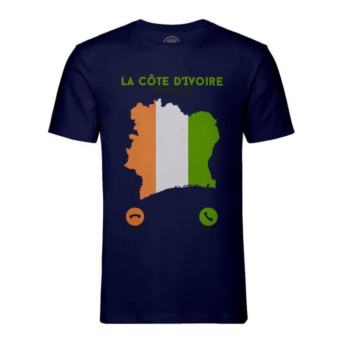 T-shirt Homme Col Rond Bleu La Côte d'Ivoire M'Appelle Voyage Passion Culture