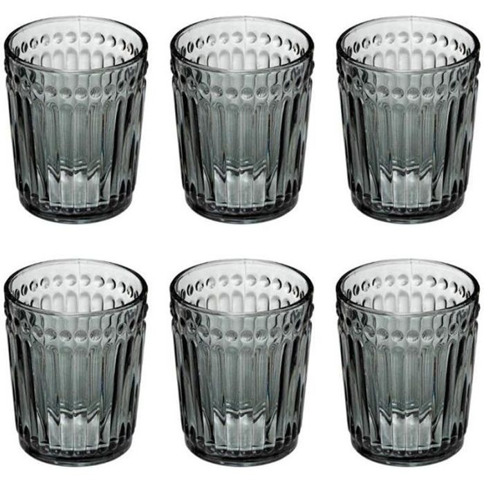 Lot de 6 Verres à Eau -Mona- 30cl Noir