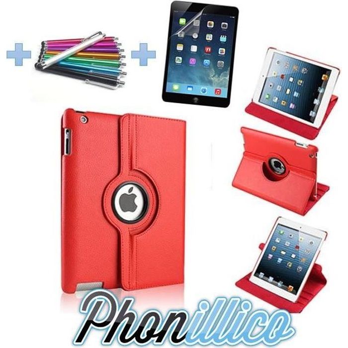 Coque Rouge + Film + Stylet compatible Apple iPad Air 1 Air 2