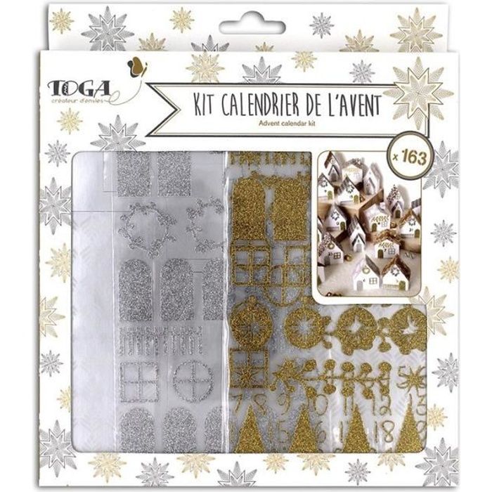 Kit Calendrier de l'Avent en papier - or et argent