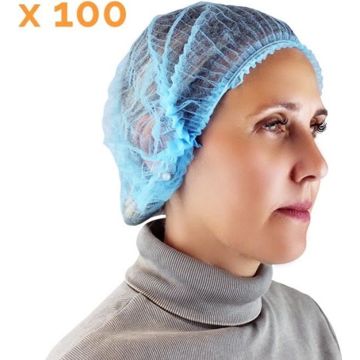 Lot de 100 charlottes jetables - Bleu - Vivezen